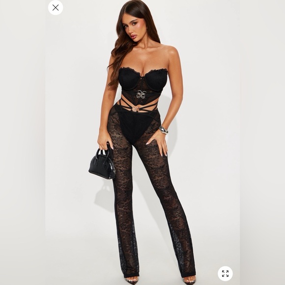Fashion Nova Pants - Fashion Nova Elegant Black Lace Jumpsuit